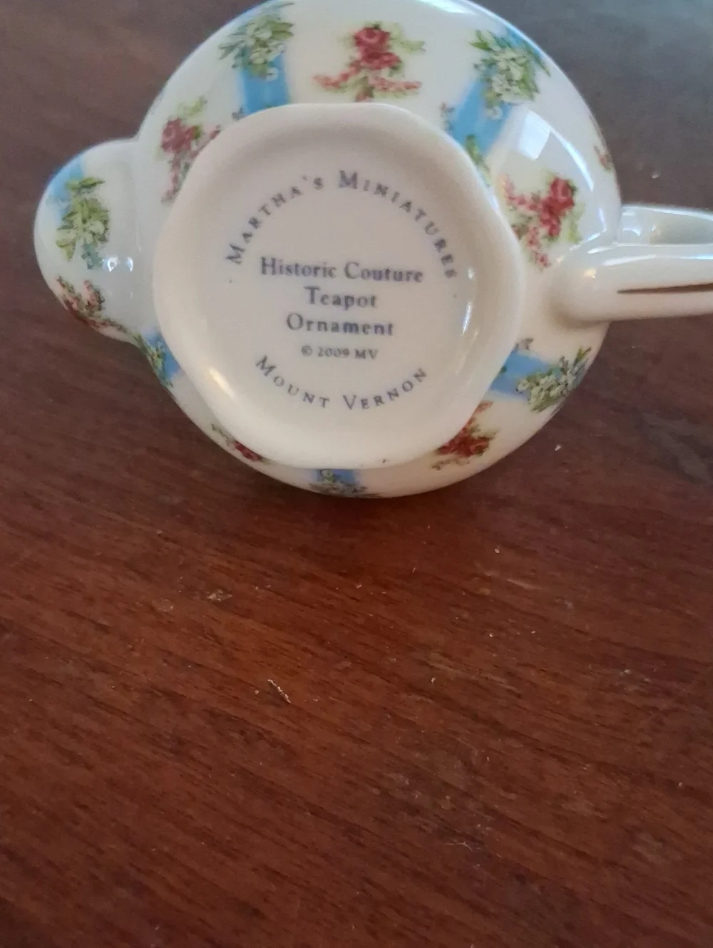 Martha's Miniatures From Shops At Mount Vernon Porcelain Teapot Ornament